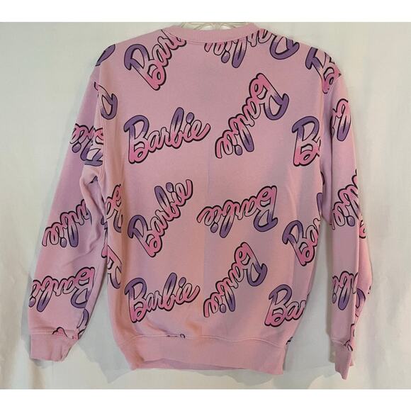 Barbie Women's Pink Logo Print Crew Neck Sweatshirt XS Casual Character - Picture 2 of 7